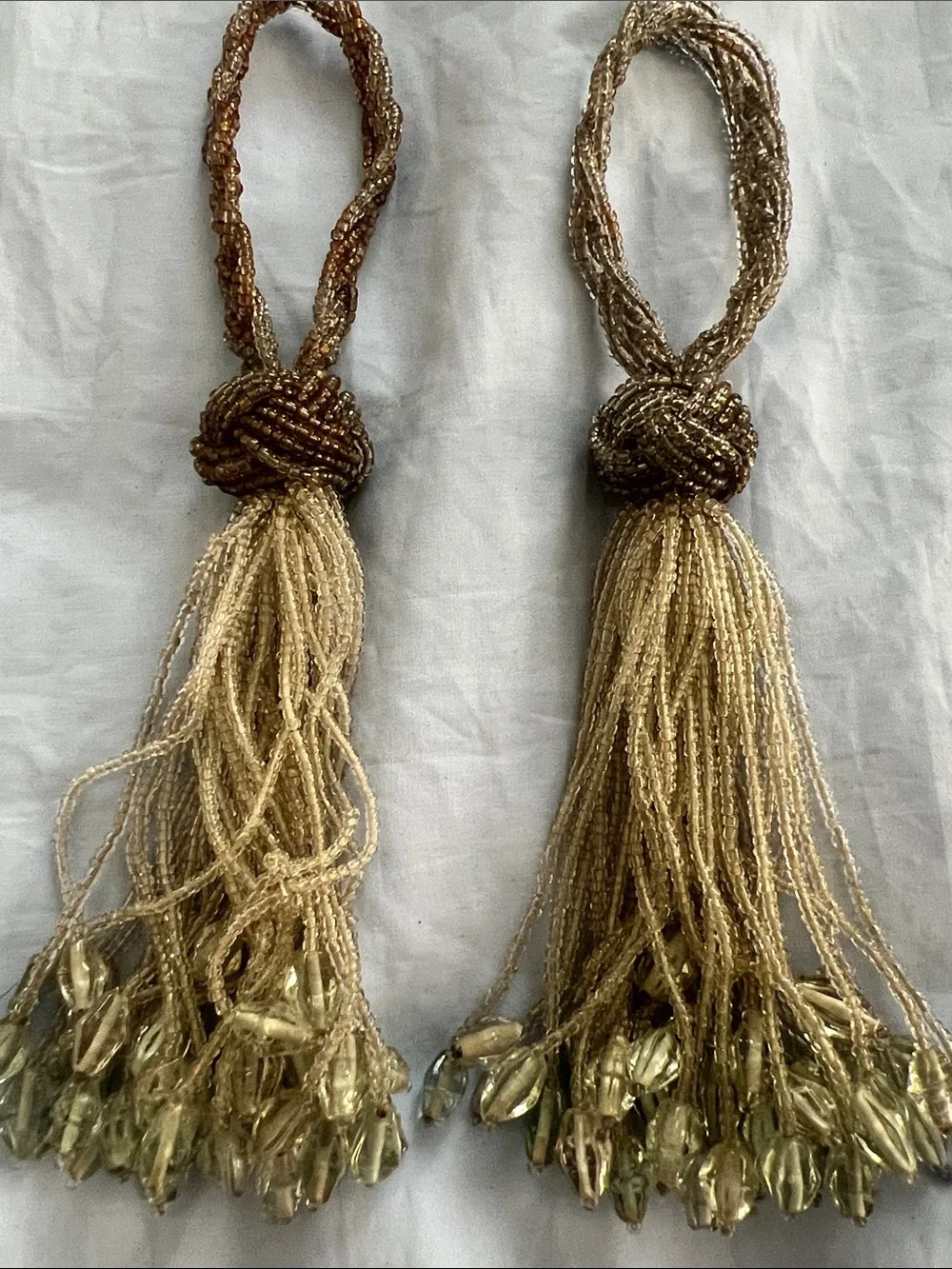 Beaded Gold Curtain Tiebacks - Luxe Decorative Drapery Tassels